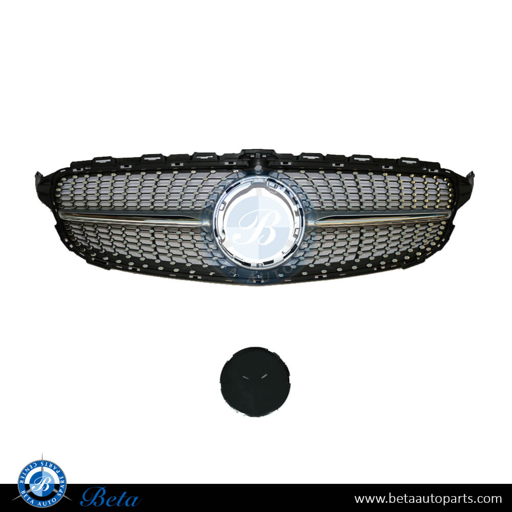 Grille AMG Diamond Look with Camera Hole Silver Color for Mercedes C-Class W205 2019-up models, Part Number 2058881760 Grille AMG Diamond Look with Camera Hole Silver Color for Mercedes C-Class W205 2019-up models, Part Number 2058881760